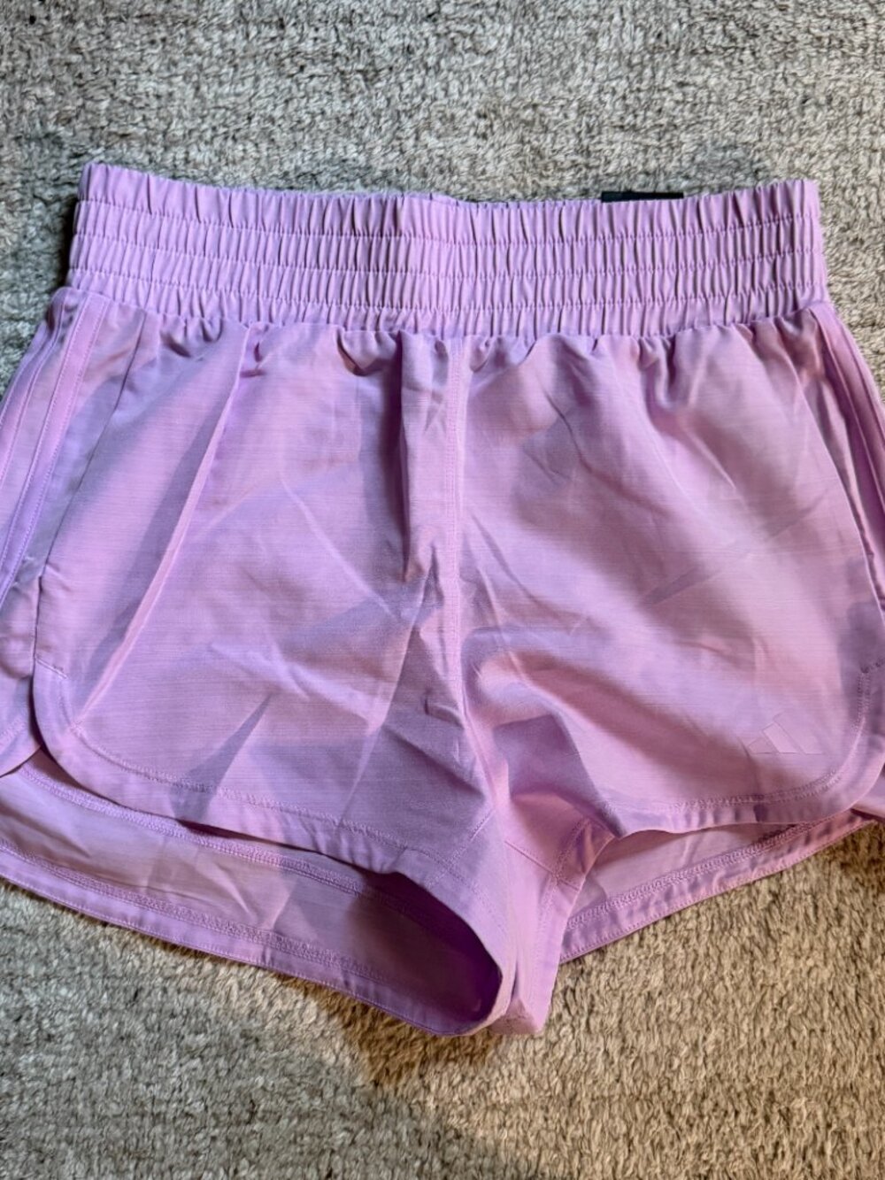 NWT Adidas Pacer Training 3-Stripes Woven High-Rise Shorts Bliss Lilac Small